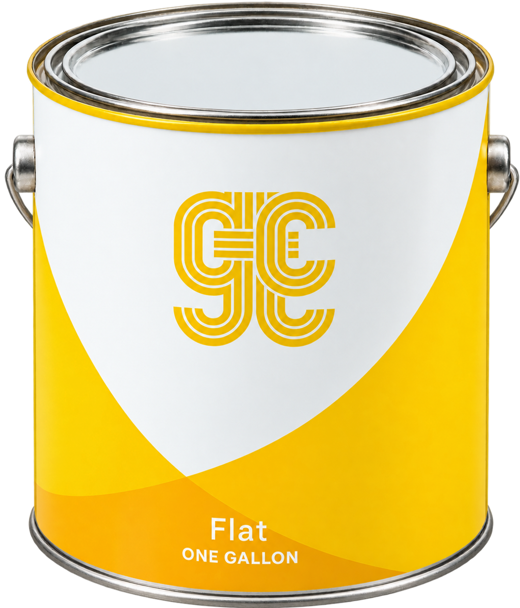 GTC Flat yellow and white one-gallon paint tin